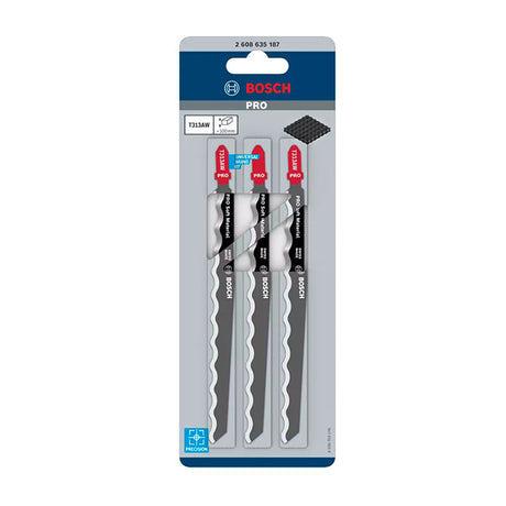 Bosch T313AW 152mm Jigsaw Blade Celotex Rubber Soft (Pack of 3) 2 608 635 187
