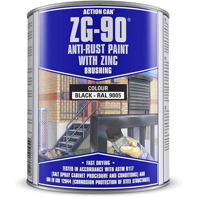ZG-90 Black (RAL 9005) Zinc Anti-Rust Paint 900ml Tub