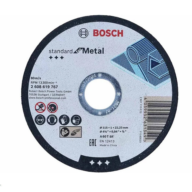 Bosch 115mm x 22mm x 1.0mm Cutting Disc For Metal 2608619767