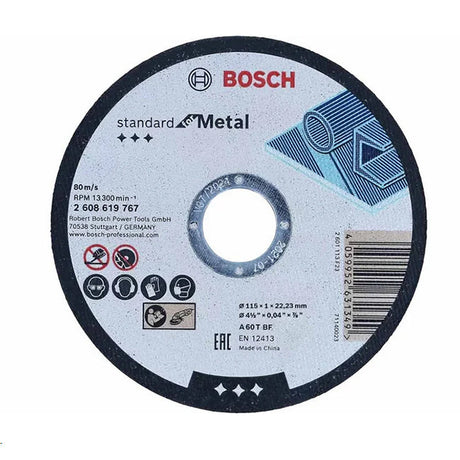 Bosch 115mm x 22mm x 1.0mm Cutting Disc For Metal 2608619767