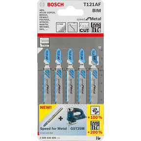 Bosch T121AF 92mm Bi-Metal Jigsaw Blades For Metal (Pack of 5) 2 608 636 699
