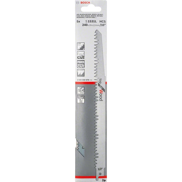 Bosch S1531L 240mm Sabre Saw Blade for wood (Pack Of 5) P/No. 2 608 650 676