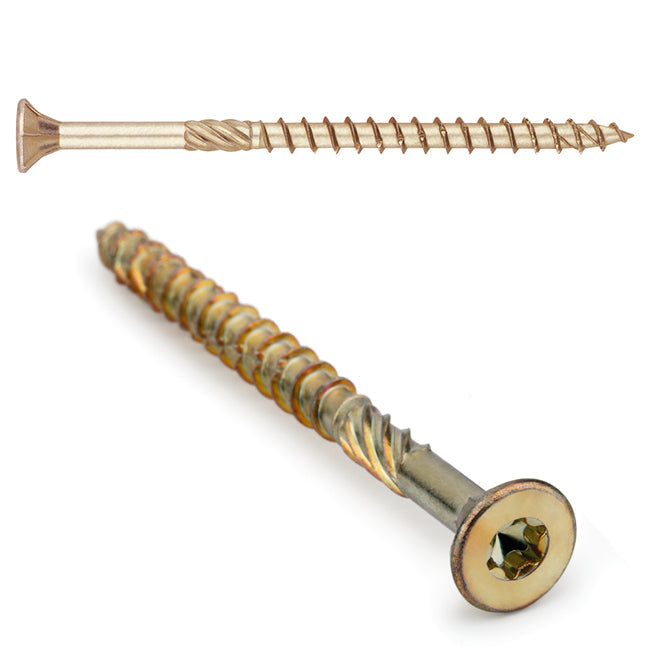 Index 6.0 x 120mm (12x4"3/4) Countersunk TX30, Classic Woodscrew, Steel Zinc / Yellow Plated, TEXBT60120