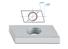 M8 x 23 x 13 x 4mm Parallelogram 15 degree Steel Nut Zinc