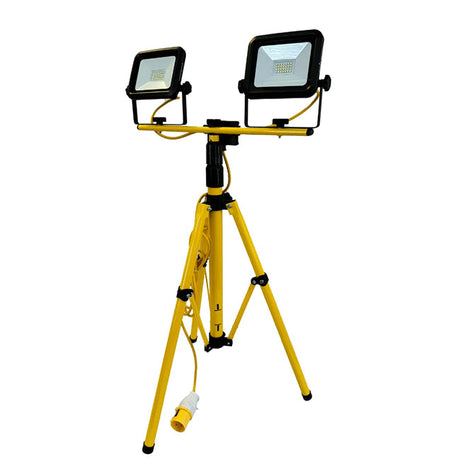 2 x 20W LED Twin Tripod Site Light 110V