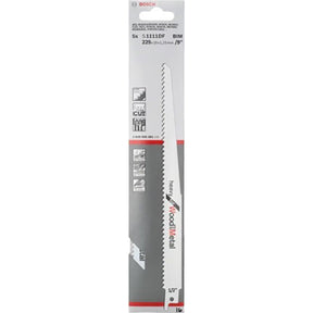 Bosch S1110VF 225mm Sabre Saw Blade heavy for wood & metal (Pack of 5) P/No. 2 608 657 610