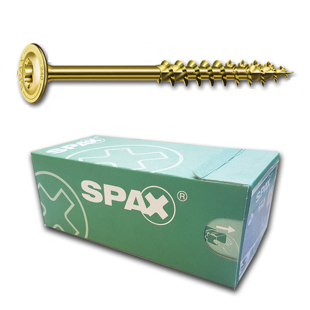 10.0 x 280mm T40 Spax Extra Long Washer Head Wood Screw, Zinc & Yellow