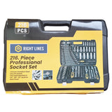 Right Lines 216 Piece Professional Socket Set (1/4", 3/8", 1/2" Square Drive) RL216SET