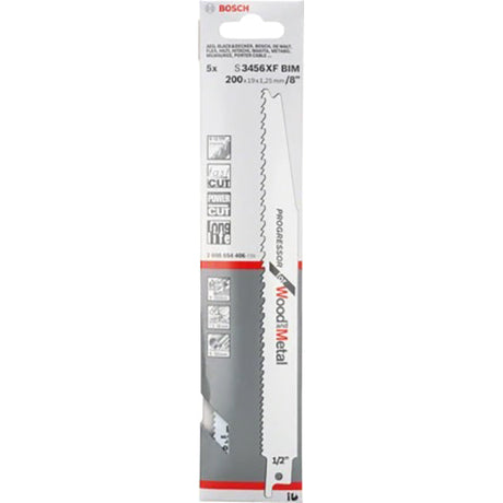 Bosch S3456XF 200mm Sabre Saw Blade Progessor for wood 5-150mm and metal 3-18mm (Pack Of 5) P/No. 2 608 654 406