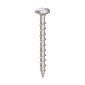 Exterior-Tite 4 x 25mm Pan Pozi PZ2 Woodscrew, Net Coat Silver. TFETPS4025