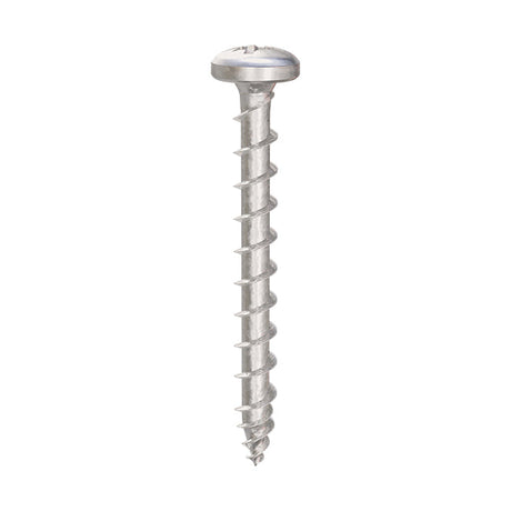 Exterior-Tite 4 x 25mm Pan Pozi PZ2 Woodscrew, Net Coat Silver. TFETPS4025