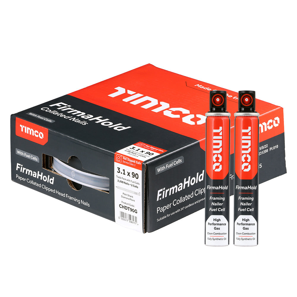 FirmaHold 3.1 x 90 Straight Shank / Hot Dipped Galvanised (HDGV) + 2 gas CHDT90G 2200 nails per box