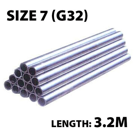 Steel Galvanised Handrail Tube, Size 7 (G32), OD 42.4mm ID 32mm x 3.2M (Kee Klamp Compatible)