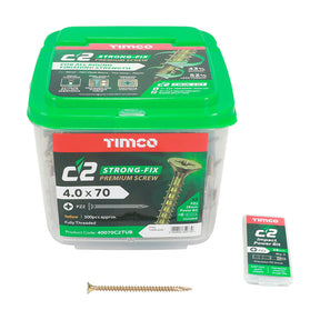 4.5 x 40 Timco C2 Strong Fix Premium Woodscrew, Countersunk Pozi, Steel Zinc / Yellow Plated (Tub of 1000) 45040C2TUB