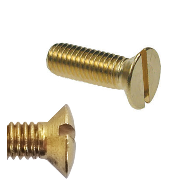 M3.5 x 10 Brass Raised Counkersunk Slotted Screw, Self Colour, DIN 963