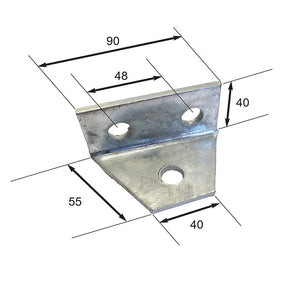 SB552 / P1727 90 Degree Angle Bracket, (1 & 2 hole) Unistrut compatible, galvanised