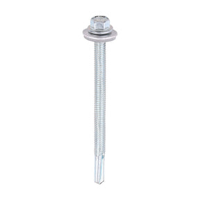5.5 x 80mm (5/16" Hexagon Head) Self Drill Screws, Metal to Metal, Bright Zinc Plated For Steel 4-12.5mm Thickness with 16mm EPDM Washer ZH80W16B