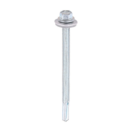 5.5 x 80mm (5/16" Hexagon Head) Self Drill Screws, Metal to Metal, Bright Zinc Plated For Steel 4-12.5mm Thickness with 16mm EPDM Washer ZH80W16B
