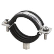 133-140mm Two Piece Rubber Lined Pipe Clamp, Stainless Steel 316 A4, Boss Threaded both M8 & M10