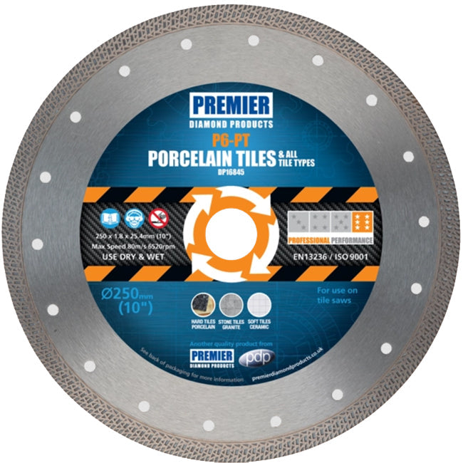 230 x 22mm 6 Star Porcelain / Hard Tile Wet Diamond Blade DP16841 P6/PT