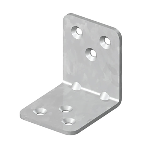 48mm x 48mm x 40mm x 2.5mm Heavy Duty Angle Bracket Galvanised, 4mm Countersunk Holes