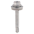 5.5 x 32 Timco Hex Self Drill Screws with 16mm bonded washer, Exterior Quality Plating, for 1.2 - 5.0mm steel thickness L32W16B