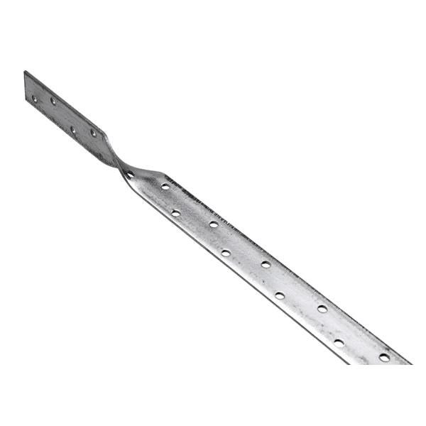 28mm x 4mm x 1000mm Heavy Twisted Once At 100mm Galvanised Builders Restraint Strap, 6mm Holes