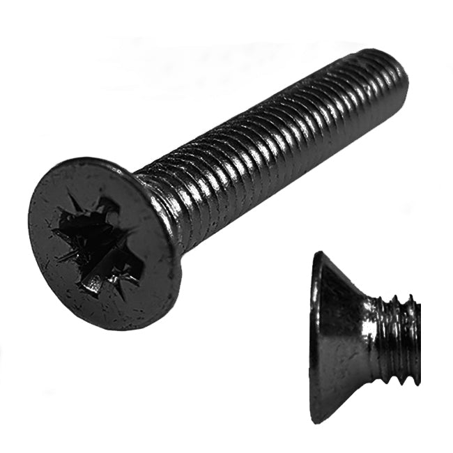 M5 x 25 Countersunk Pozi Machine Screw, Mild Steel Chemi-Black, DIN 965