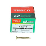 4.5 x 40 Timco C2 Strong Fix Premium Woodscrew, Countersunk Pozi Pz2, Steel Zinc / Yellow Plated 45040C2
