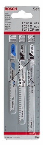 Bosch 3 piece 83mm Jigsaw Blade Set for Laminate T101BIF x 2 T101AOF x 1 P/No. 2 608 636 429
