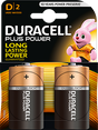 D Duracell Plus Alkaline Batteries (Pack of 2) LR20 / MN1300