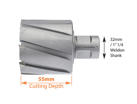 HMT XL 95mm Carbide Max55 TCT Broaching Cutter 55mm Drilling Depth 108020-0950