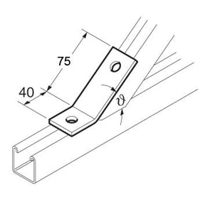 SB524 / P1546 45 Degree Obtuse Angle Bracket, Unistrut compatible, galvanised