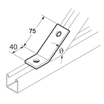 SB524 / P1546 45 Degree Obtuse Angle Bracket, Unistrut compatible, galvanised