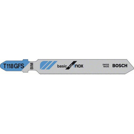 Bosch T118GFS 83mm Jigsaw Blades for Inox pack of  P/No 2 608 636 496