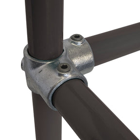 Corner C/W Through Tube C21 Size 8 (G40) Handrail Fitting, Galvanised 116-D48 (Kee Klamp Compatible 21-8)