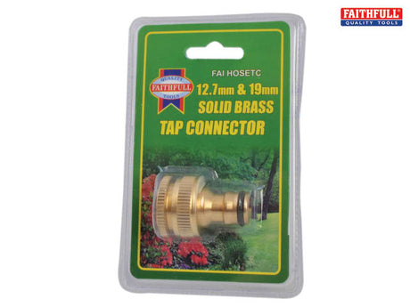 Faithfull FAIHOSETC Brass Dual Tap Connector 1/2" and 3/4"
