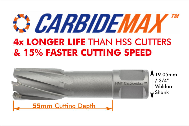 HMT 27mm Carbide Max55 TCT Broaching Cutter 55mm Drilling Depth 108020-0270