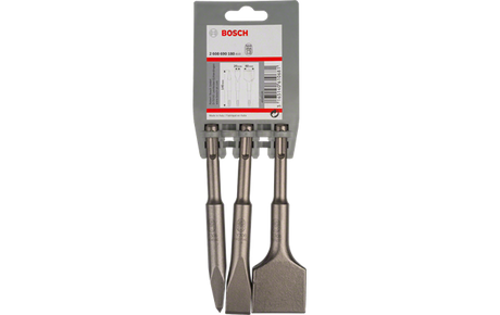 Bosch 3 Piece 140mm SDS -Plus Chisel Set, Point, Flat & Spade 2 608 690 180
