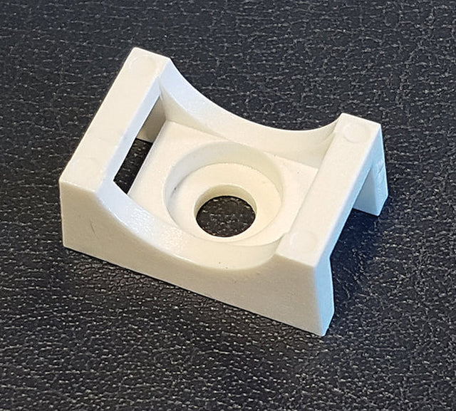 White 23x14x9mm 5mm Hole Screw on Cable Tie Mount