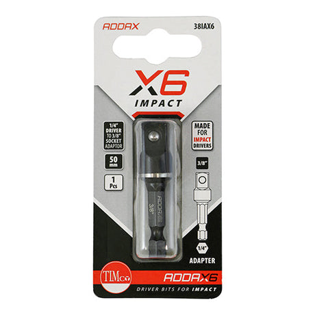 3/8 x 50mm Addax X6 Impact  Socket Adapter 38IAX6