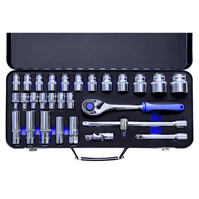 Jefferson 29 Piece 1/2" Drive Socket Set in Metal Case JEFSOC017