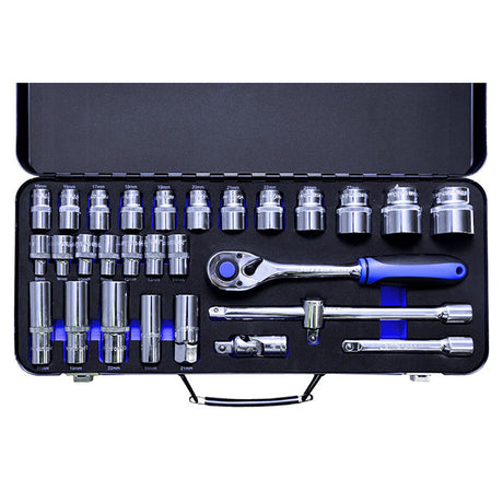 Jefferson 29 Piece 1/2" Drive Socket Set in Metal Case JEFSOC017