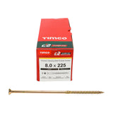 8.0 x 225 Timco Countersunk TX40 Clamp Fix C2 Woodscrews Yellow 80225C2C