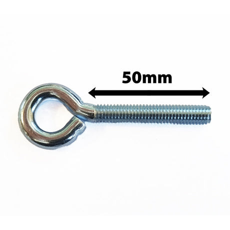 M5 x 50mm Shank Length, Folded Eye Bolt, 8mm Eye, Steel Zinc