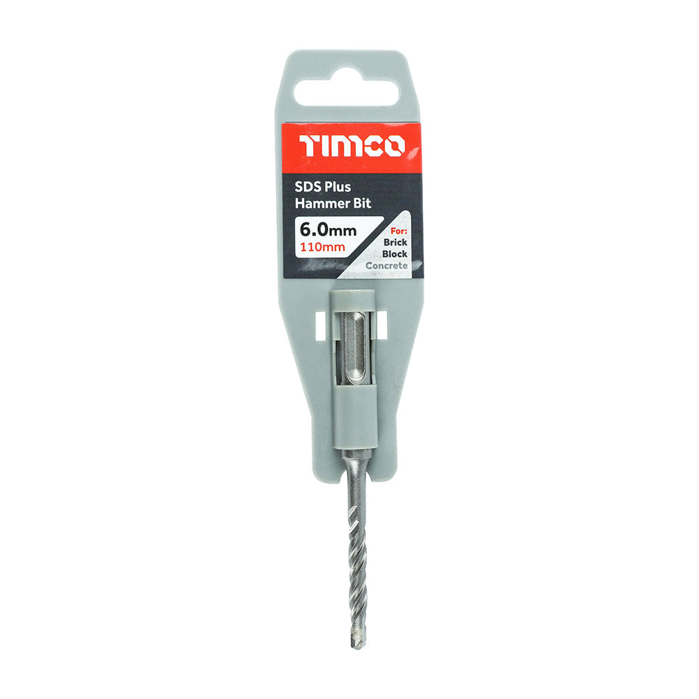 6 x 110mm Timco SDS6110 SDS-plus Masonry Hammer Drill Bit, 45mm working length