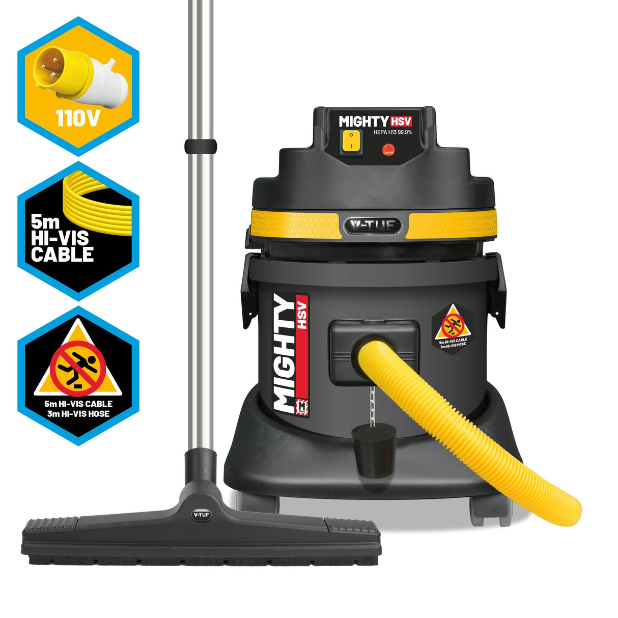 V-TUF M-Class Mighty 21L Industrial Dust Extraction Wet & Dry Vacuum Cleaner 110V