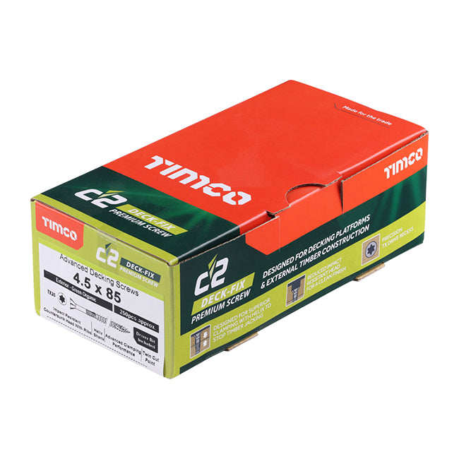 4.5x85 Timco C2 Countersunk Torx TX20 Deck Screw Green Box of 250