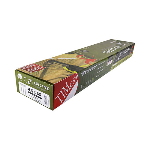 4.5 x 65 Timco C2 Countersunk SQ2 Collated Decking Screws (Pack of 500), Organic Green. 65C2DCOLL