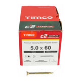 5.0 x 60 Timco Countersunk TX25 Clamp Fix C2 Woodscrews Yellow 50060C2C